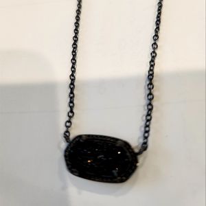 Kendra Scott Elisa Pendant Necklace in black Drusy with black chain. BNWOT